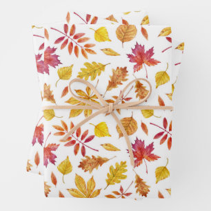 Feuille De Papier Cadeau Aquarelle Rustique Automne quitte Motif