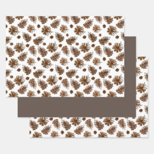 Feuille De Papier Cadeau Aquarelle rustique de Pinecone