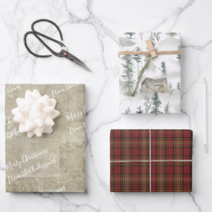 Feuille De Papier Cadeau Aquarelle rustique Pays de la région de la plaie a