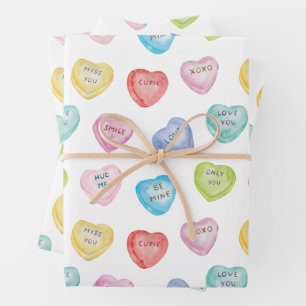Feuille De Papier Cadeau Aquarelle Saint Valentin Coeurs de conversation
