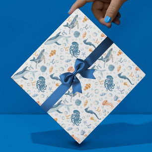 Feuille De Papier Cadeau aquarelle Sea You Soon Baby Shower Côté Mer
