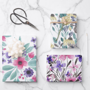 Feuille De Papier Cadeau Aquarelle Turquoise rose Fille