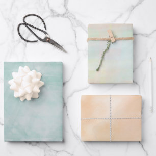 Feuille De Papier Cadeau Aquarelle verte et orange