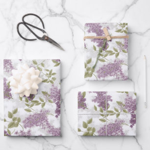 Feuille De Papier Cadeau Aquarelle violette Lilac Floral