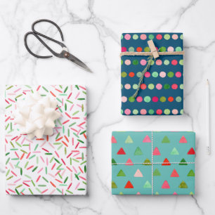 Feuille De Papier Cadeau Aquarelle Xmas Confetti Triangles Doses