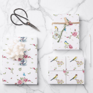 Feuille De Papier Cadeau Aquarelles pour la fête du thé de mariage