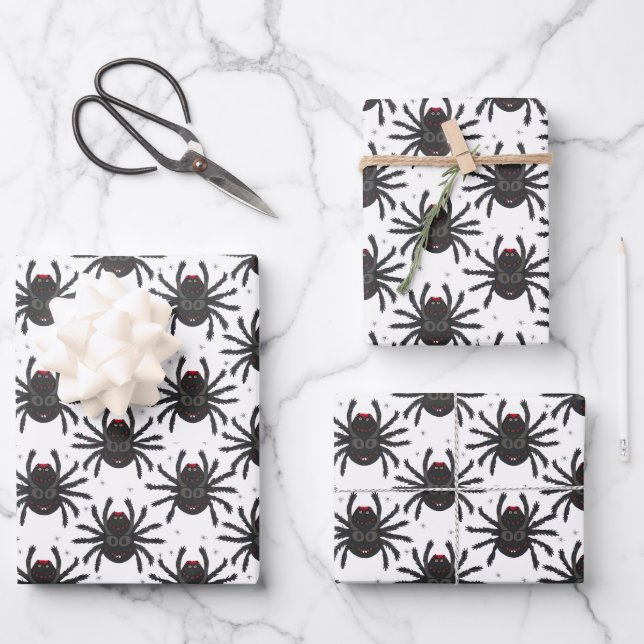 Feuille De Papier Cadeau Araignées monstres (Recto)