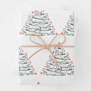 Feuille De Papier Cadeau Arbre de Noël Alligator Drôle Crocodile Floride 