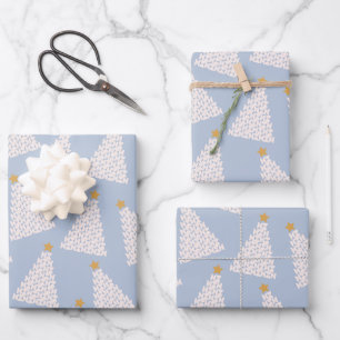 Feuille De Papier Cadeau Arbre de Noël bleu Motif