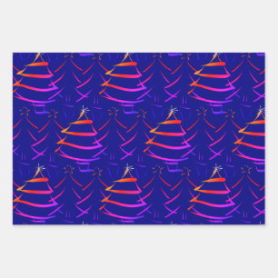 Feuille De Papier Cadeau Arbre de Noël coloré brillant étoile Snowflake Nav