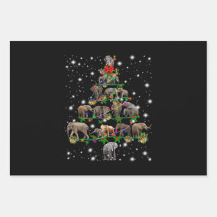 Feuille De Papier Cadeau Arbre De Noël Des Éléphants Couvert De Flamme De F