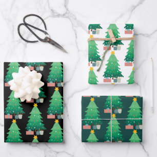 Feuille De Papier Cadeau Arbre de Noël géant et cadeaux Noël