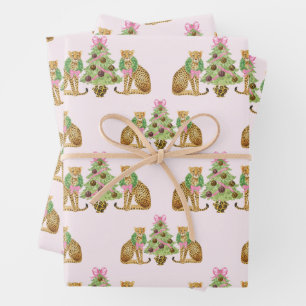 Feuille De Papier Cadeau Arbre de Noël léopard Prépa Aquarelle