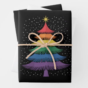 Feuille De Papier Cadeau Arbre de Noël LGBT-Q Fierté Pyjama Drapeau Arc-en-