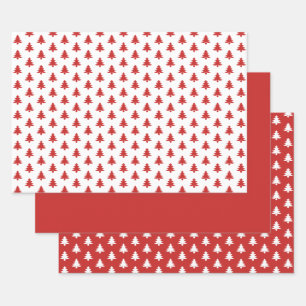 Feuille De Papier Cadeau Arbre de Noël rouge/blanc Motif emblématique