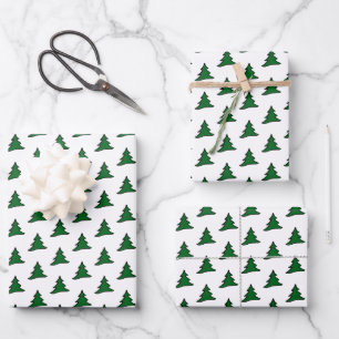 Feuille De Papier Cadeau Arbre de Noël vert