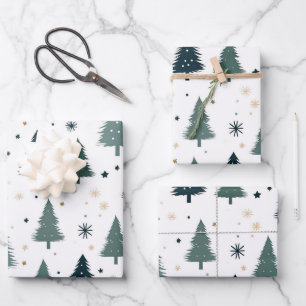 Feuille De Papier Cadeau Arbre de Noël vert simple