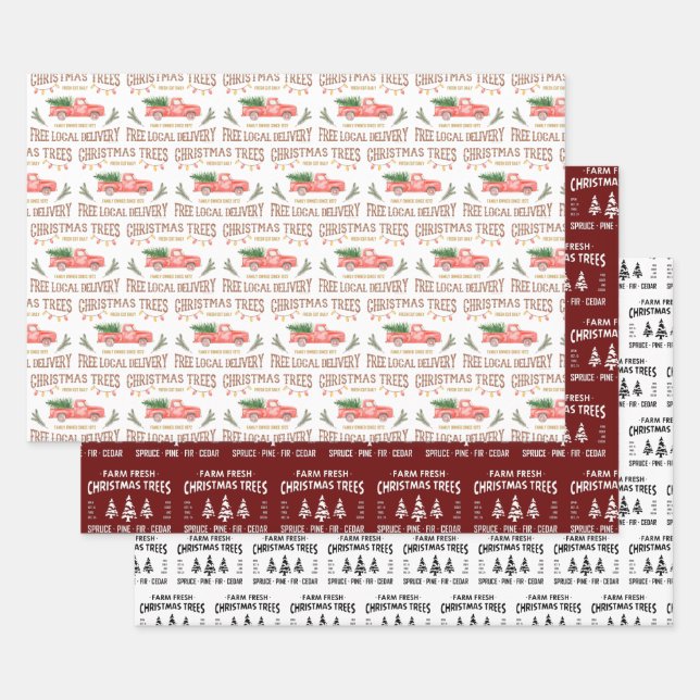 FEUILLE DE PAPIER CADEAU ARBRES DE NOËL (Lot)