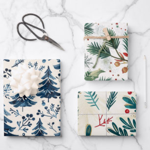Feuille De Papier Cadeau Arbres de Noël motif