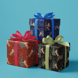 Feuille De Papier Cadeau Arbres de Noël & tigres motif personnalisé arrière