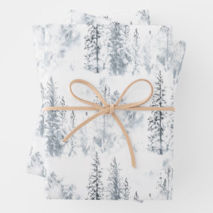 Feuille De Papier Cadeau Arbres d'hiver