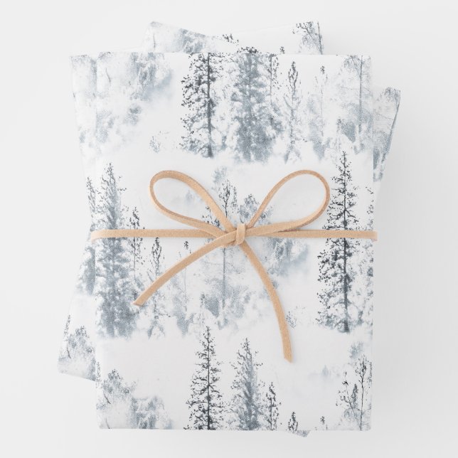 Feuille De Papier Cadeau Arbres d'hiver (En situation)