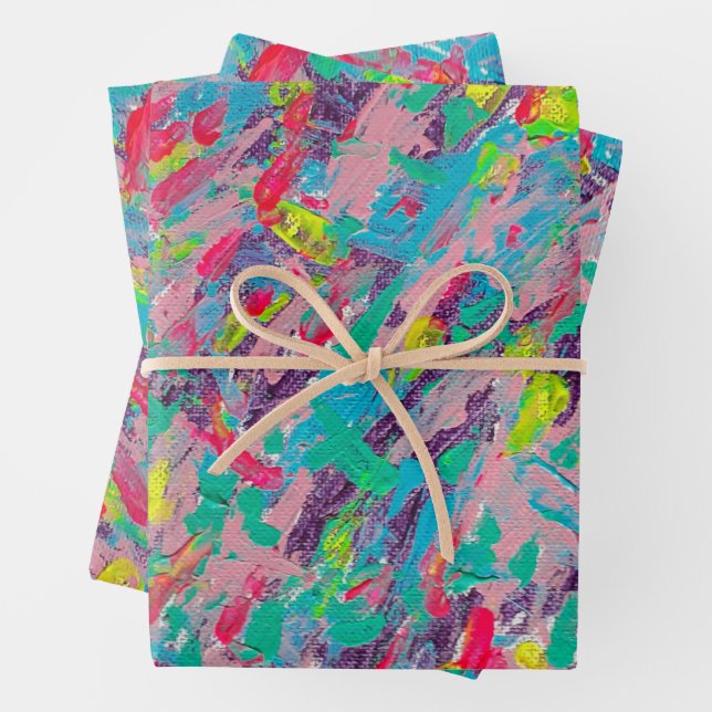 Feuille De Papier Cadeau Arc en arc-en-ciel - impression Abstraite (En situation)
