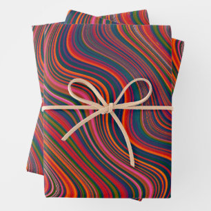 Feuille De Papier Cadeau Arc-en-ciel coloré Wavy Abstraction