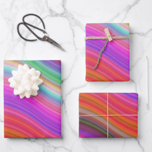 Feuille De Papier Cadeau Arc-en-ciel ondulé des couleurs