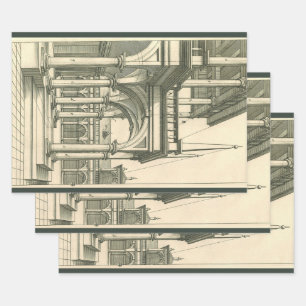 Feuille De Papier Cadeau Architecture vintage, cour romain avec colonnes
