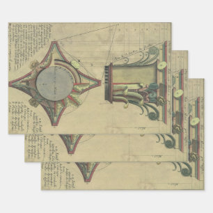 Feuille De Papier Cadeau Architecture vintage, Couronne de capital décorati