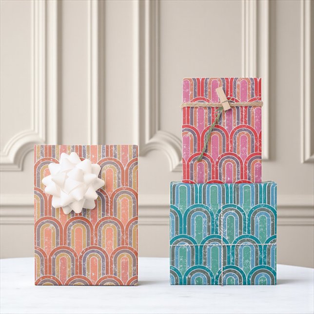 Feuille De Papier Cadeau Arcs Art déco | Rétro géométrique (Wrap with Art Deco elegance!)