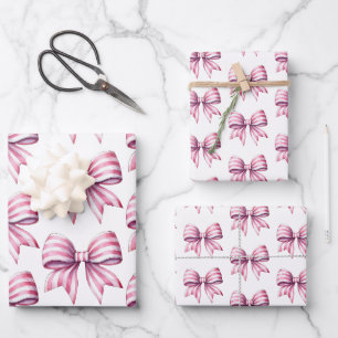 Feuille De Papier Cadeau Arcs de peinture à l'eau rose et blanc côtiers