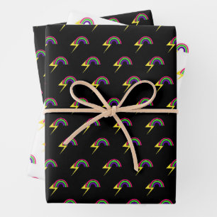 Feuille De Papier Cadeau Arcs-en-ciel et foudre