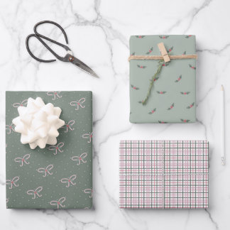 Feuille De Papier Cadeau Arcs et Branches de Fêtes Coquets