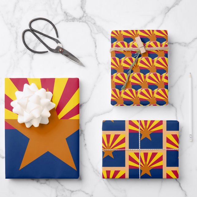 Feuille De Papier Cadeau Arizona Flag, Heart & Arizona Fashion Set (Recto)