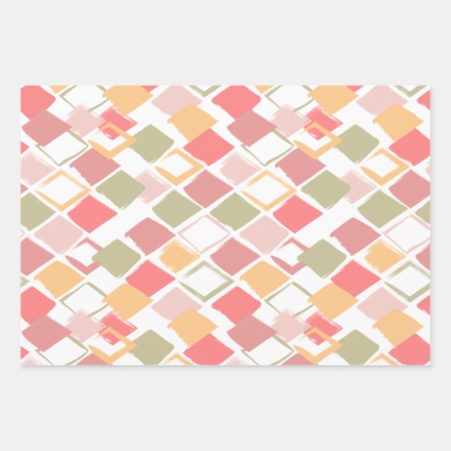 Feuille De Papier Cadeau Arlequin motif en popsicles couleurs d'été (Devant)