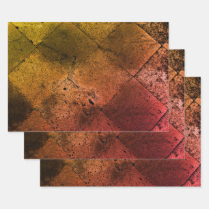 Feuille De Papier Cadeau Arlequin vintage Inspiré Orange Rust Texture
