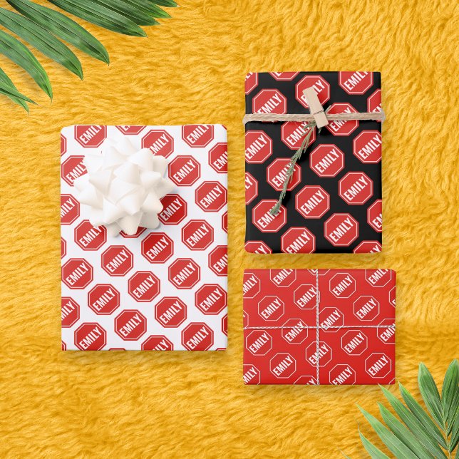 Feuille De Papier Cadeau ARRÊT : NOM/PERSONNALISER DE MOT Drôle nouveauté u (Créateur téléchargé)