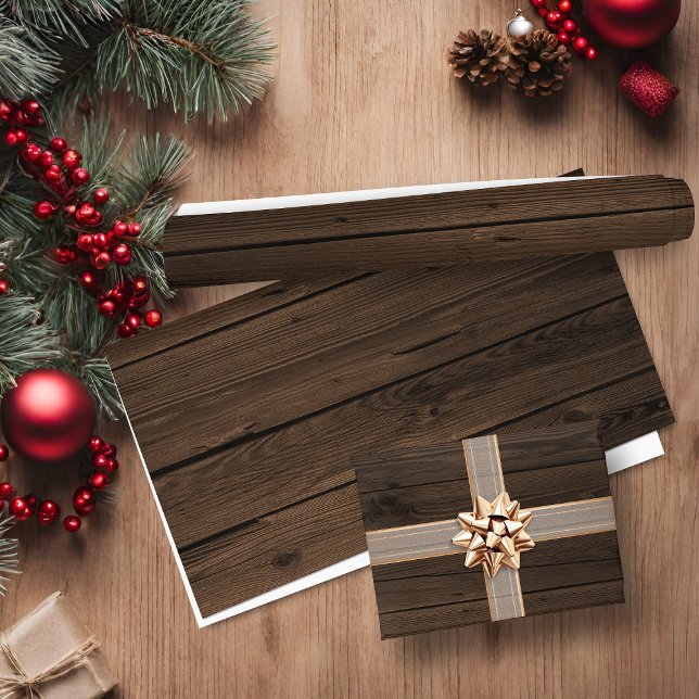 Feuille De Papier Cadeau Arrière - plan Rustic Wood (Rustic Wood Background Wrapping Paper Sheets)