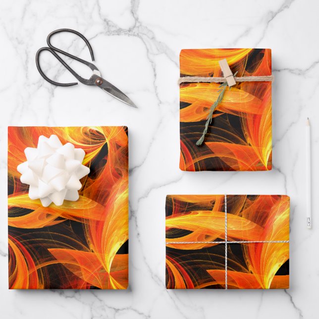 Feuille De Papier Cadeau Art Abstrait Fireball (Recto)