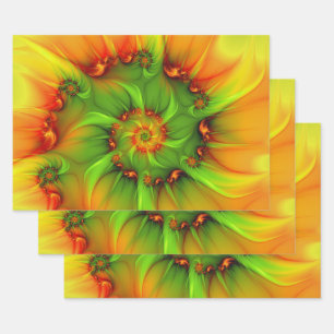 Feuille De Papier Cadeau Art abstrait fractal moderne coloré psychédélique