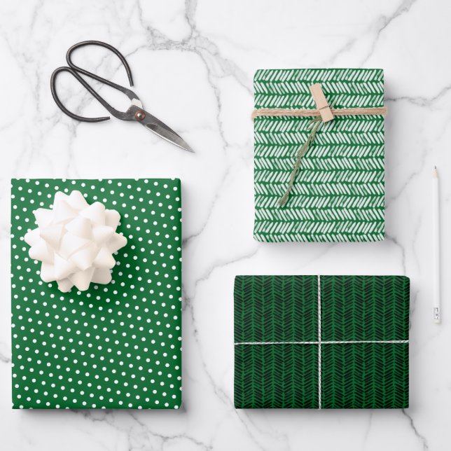Feuille De Papier Cadeau Art abstrait vert blanc noir Zigzag Vacances Amusa (Recto)