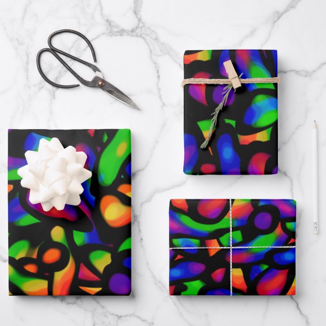 Feuille De Papier Cadeau Art au néon (Recto)