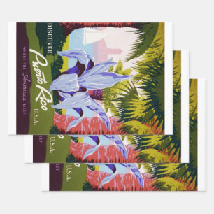 Feuille De Papier Cadeau Art de l'affiche de voyage vintage, Découvrez Port