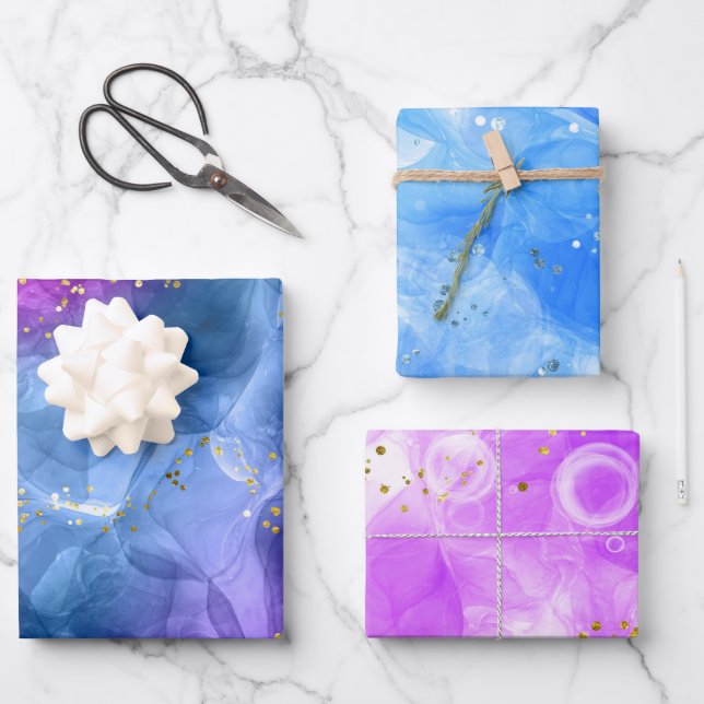 Feuille De Papier Cadeau Art de l'encre d'alcool rose (Recto)