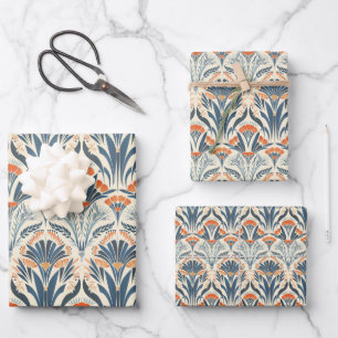Feuille De Papier Cadeau Art Déco floral inspiré vintage