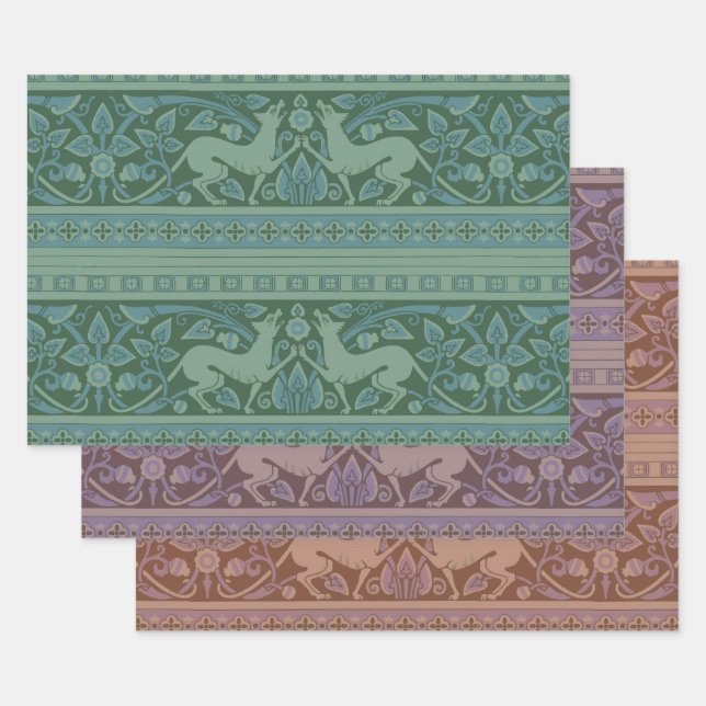 Feuille De Papier Cadeau Art Déco Nouveau Chien Nature Motif animal (Lot)