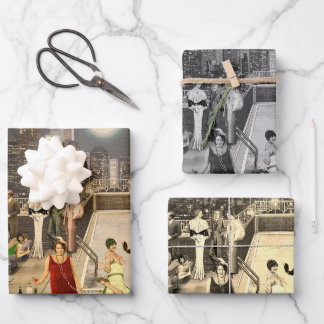 Feuille De Papier Cadeau Art Déco Skyline