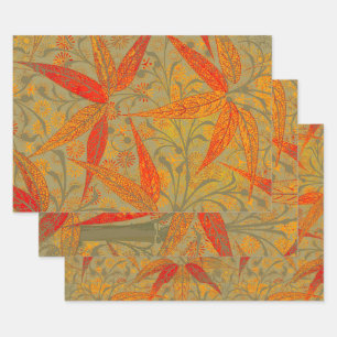 Feuille De Papier Cadeau Art en bambou terrestre Vintage Imprimer orange